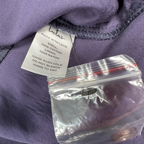 NWT Lulus Everyday Sweetness Mini Dress Large Button Front Pockets Navy Blue - Picture 10 of 11